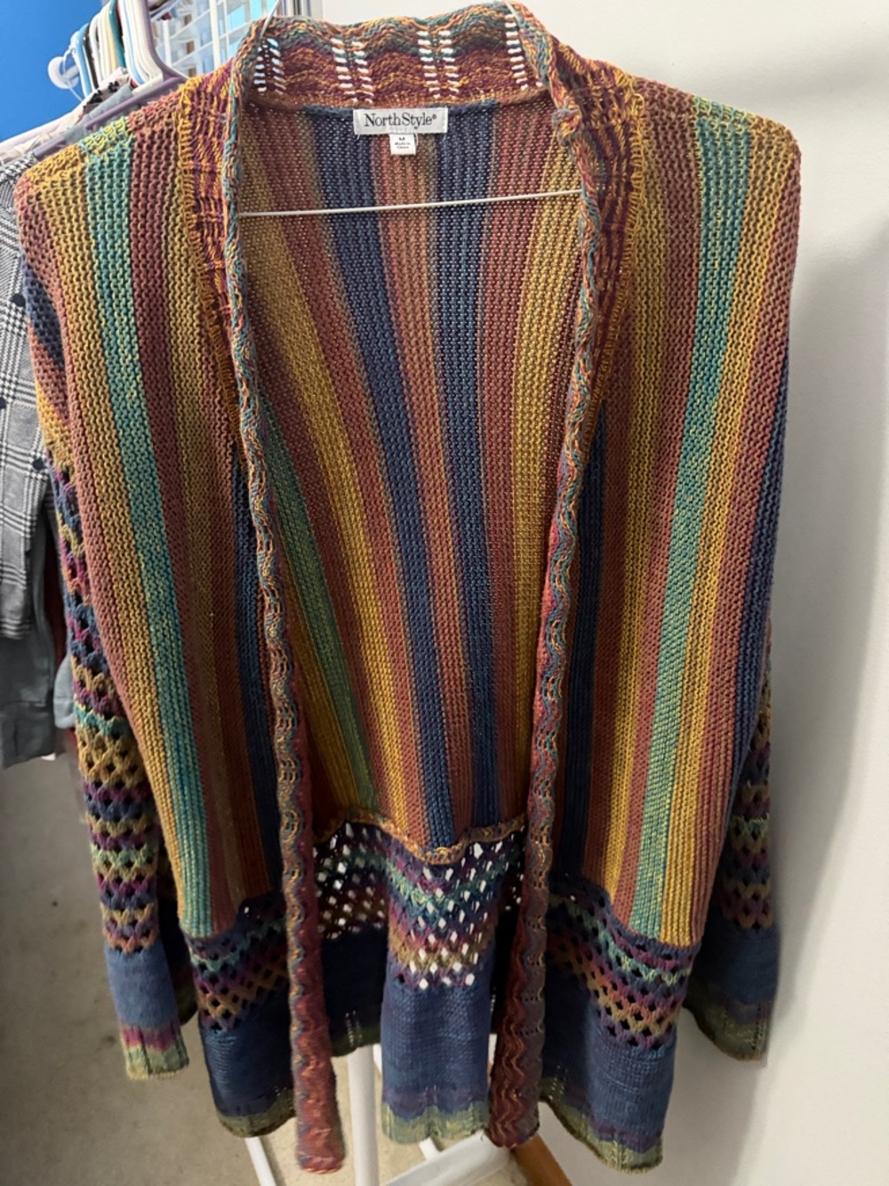 NorthStyle Multi-Color Striped Knit Open Cardigan